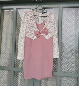 Chic Pink Mini Dress with Lace Bolero