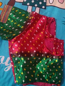 Vibrant Red Bandhani Saree
