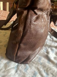 Classic Brown Faux Leather Shoulder Bag