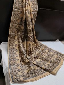 Bishnupuri Katan Silk BlockPrint Traditional Saree