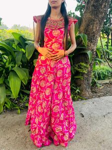 Stunning Pink &amp; Gold Embellished Dress