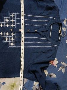 Blue Embroidered Tunic Top