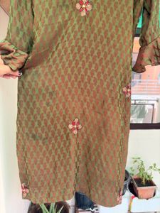 Elegant Olive Kurta with Palazzo Set