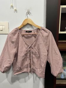 Cute Pink Gingham Crop Top