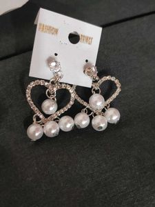 Heart Pearl Drop Earrings