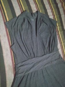 Chic Dark Grey Ruched Waist Dress