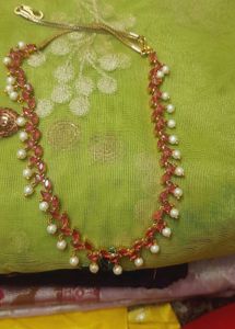 Pink Ruby Pearl 1gm Gold Necklace