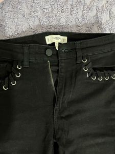 Mango Black Jeans with Eyelet Detail