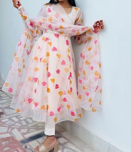 Elegant Floral Print Anarkali Suit Set
