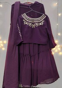 Elegant Embroidered Purple sharara Choli