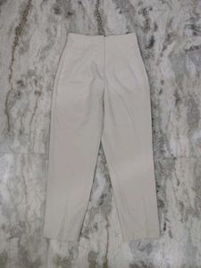 High-Waisted Cream Trousers
