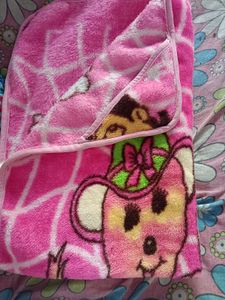 Cute Pink Baby Blanket with Bear Print