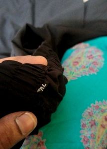 Black Palazzo Pants with golden hem