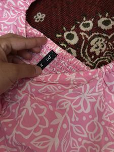 Pink Floral Ruffle Dress