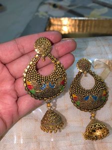 Boho Peacock Jhumka Earrings
