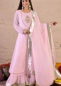 INDDUS -  Pink Set with Gold Border