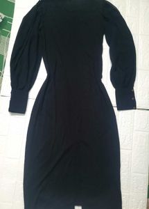 Fig Brand New Black Ribbed Midi Dress