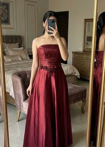 Elegant Maroon Embellished Gown