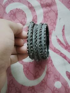 Set of 4 Oxidized Silver Bangles