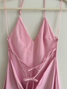 Satin Backless Pink Slip Dress