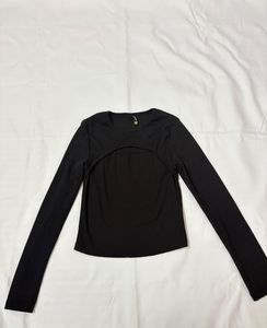 Black Long Sleeve Cut-Out Top