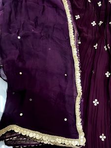 Burgundy Lehenga With Jodhpuri Faag ( Odhani)