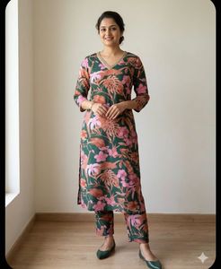 Beautiful Floral Print Kurta with pant