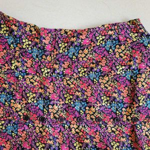 Vibrant Floral Print Peplum Style Shirt