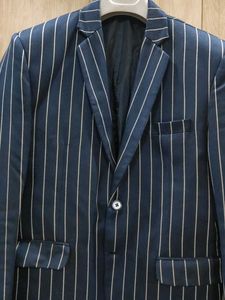 Men's Striped Navy Blazer