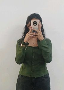 Chic Green Button-Up Top