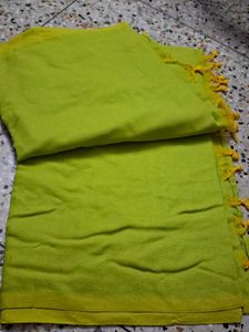 Vibrant Lime Green Saree with Tassels
