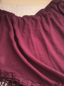 Off-Shoulder Burgundy Top with Lace Trim