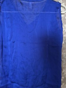 Royal Blue Ruffle Sleeveless Top