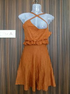 Orange Suede Halter Dress