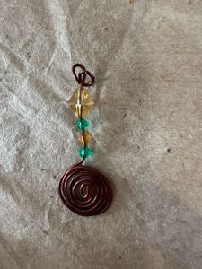 Unique Wire Wrapped Gemstone Pendant-  Copper