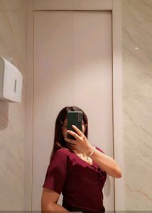 Burgundy V-Neck Tie Top