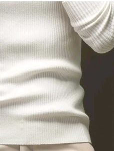 White Turtleneck Knit Sweater