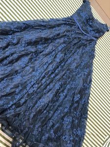 Elegant Blue Lace Overlay Dress