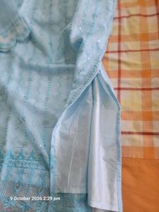 Light Blue Sequined Kurta Set