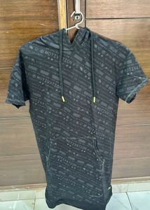 Short Sleeve Hoodie Dress with Motivational Print
