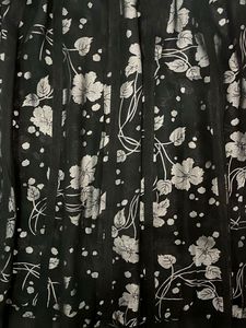 Black Floral Print Double Layered Midi Skirt