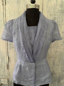 Blue Gingham Peplum Blouse