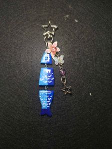 Blue Fish Keychain with Charms