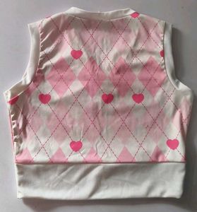 Cute Pink  Heart V-Neck Vest top