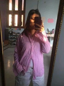 Trendy Pink Striped Button-Up Shirt