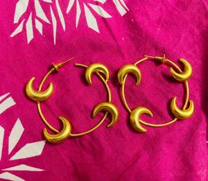 Golden Crescent Hoop Earrings