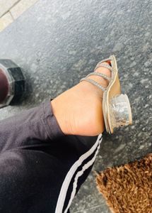 Sparkly Strappy Heeled Sandals party wear footwear