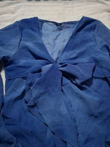 mermaid ruffle top in ocean blue color