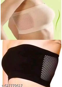 Black Mesh Strapless Sports Bra