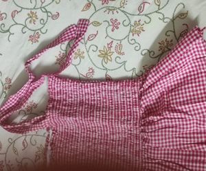 Pink Gingham Ruffle Top